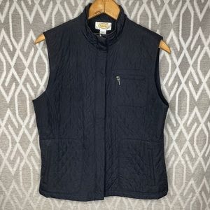 Vintage Talbots Quilted Vest 2-way Zipper Pockets Black Size: Small